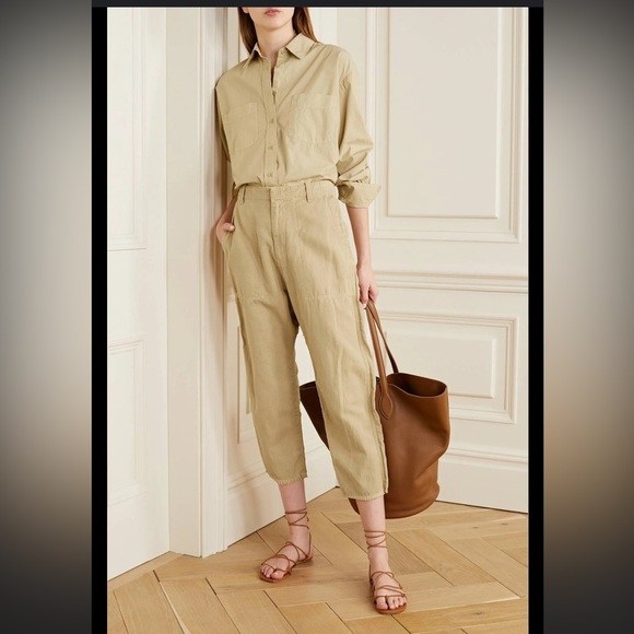 Nili Lotan Cropped Mustard Yellow Women's Pants